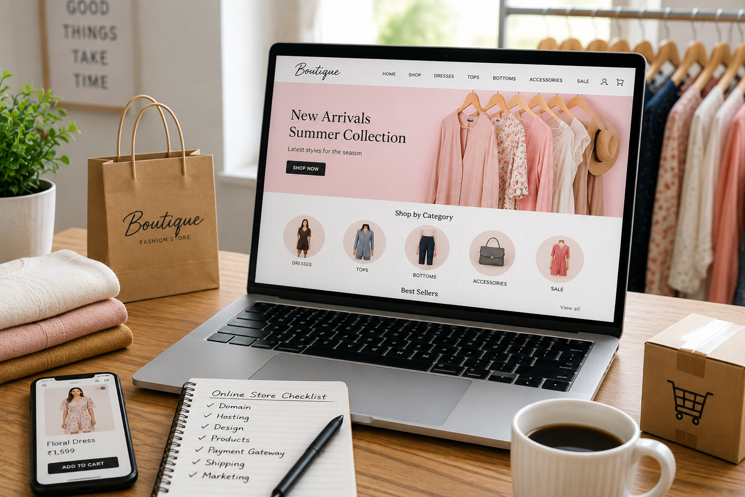 Fashion and boutique store products for an online shop